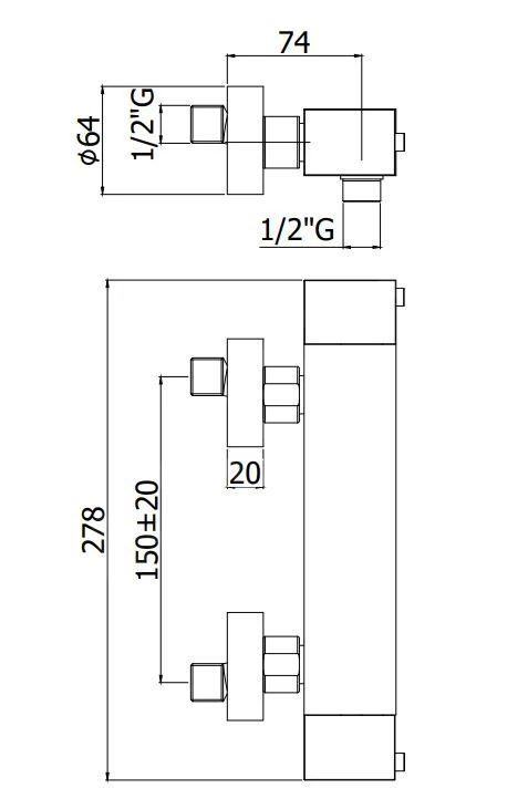 Paffoni Level - Thermostatische Douchekraan, Chroom LEQ268CR - Afbeelding 2