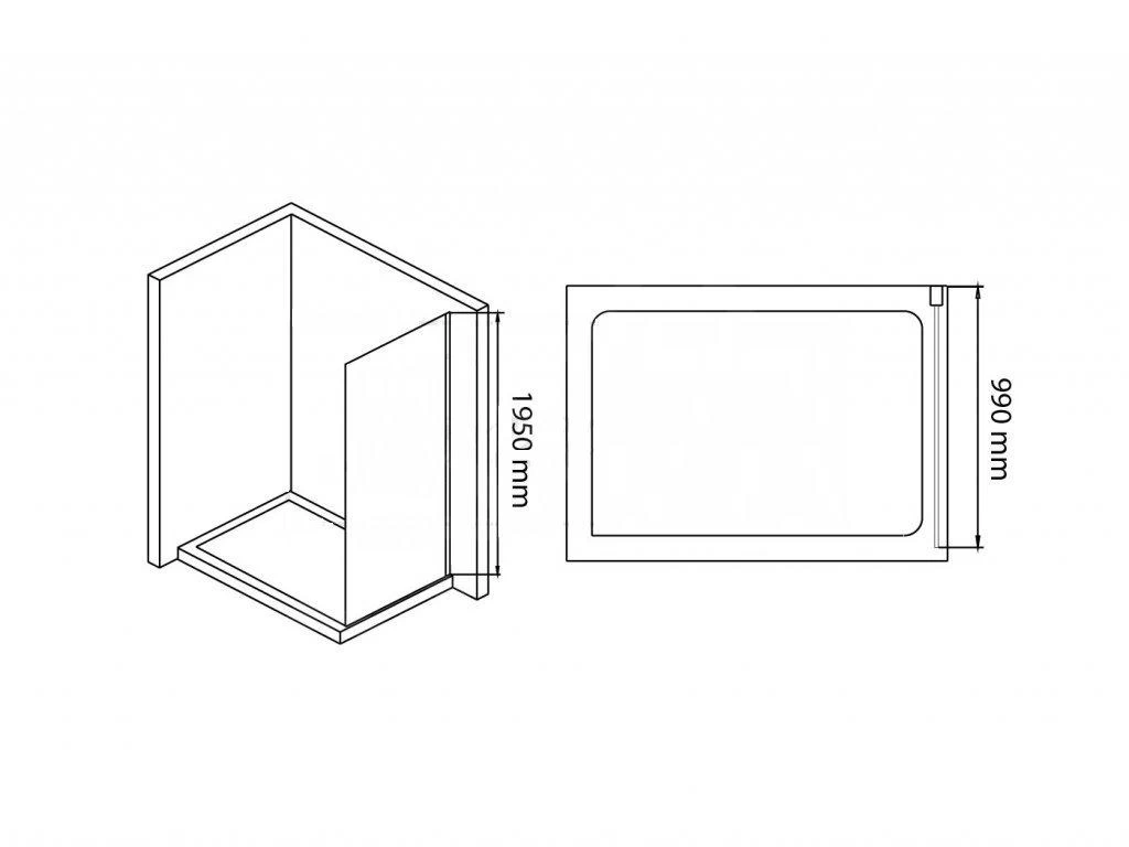 Lansanit LitLUX Slim Tadao - Vaste Douchewand Black Line 1000 Mm, Mat Zwart/helder Glas SPD100-B - Afbeelding 2
