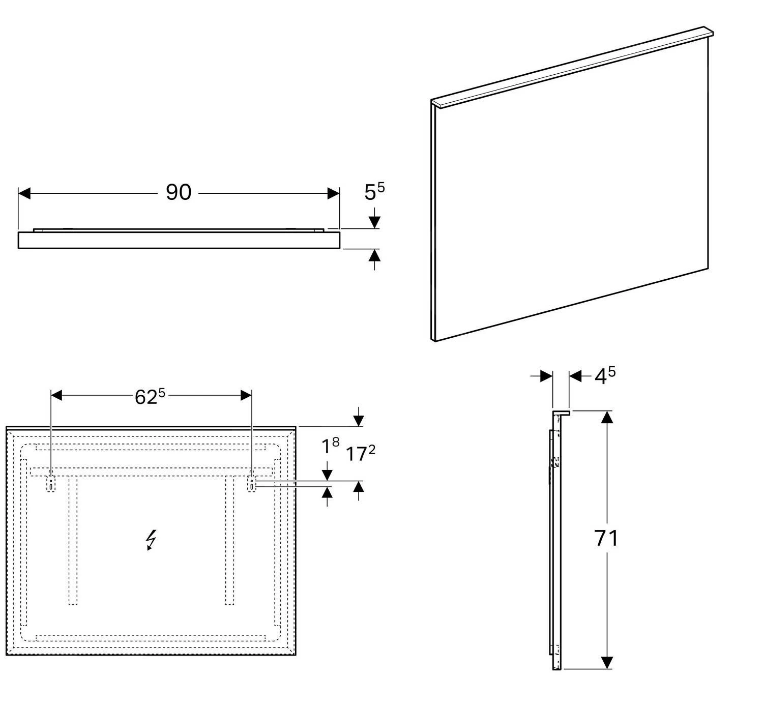Geberit Xeno 2 - Spiegel Met LED Verlichting En Verwarming 900x710 Mm 500.522.00.1 - Afbeelding 2