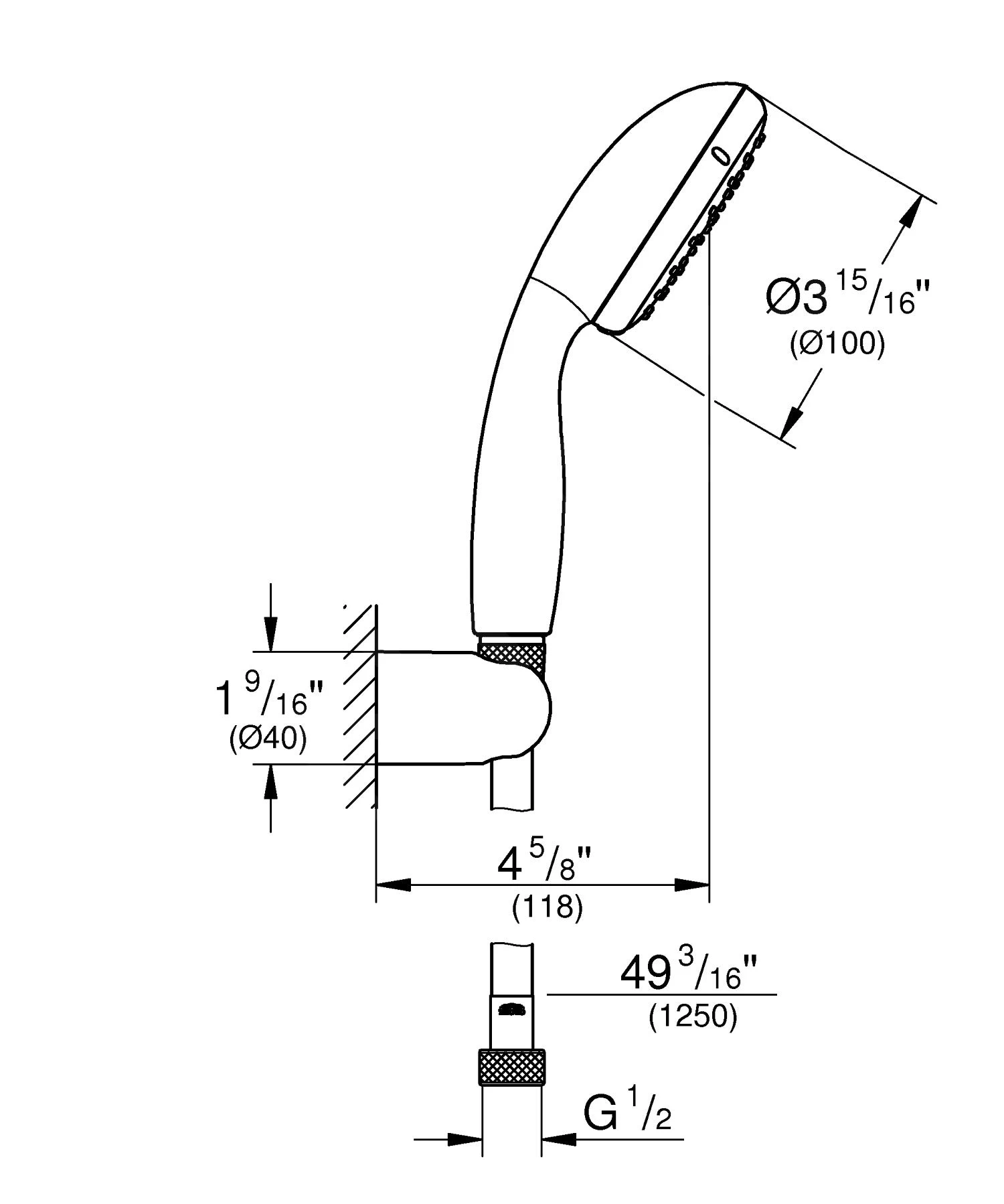Grohe Tempesta New - Doucheset 100, Handdouche,doucheslang+douchehouder, 2jet, Chroom 26164001 - Afbeelding 2