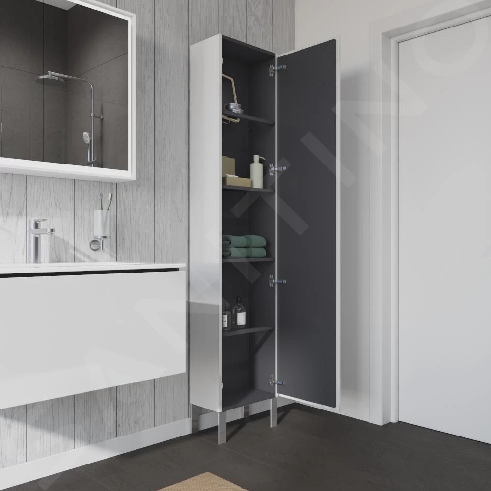 Duravit L-Cube - Hoge Badkamerkast 1760x500x243 Mm, Rechts, Glanzend Wit LC1171R2222 - Afbeelding 4