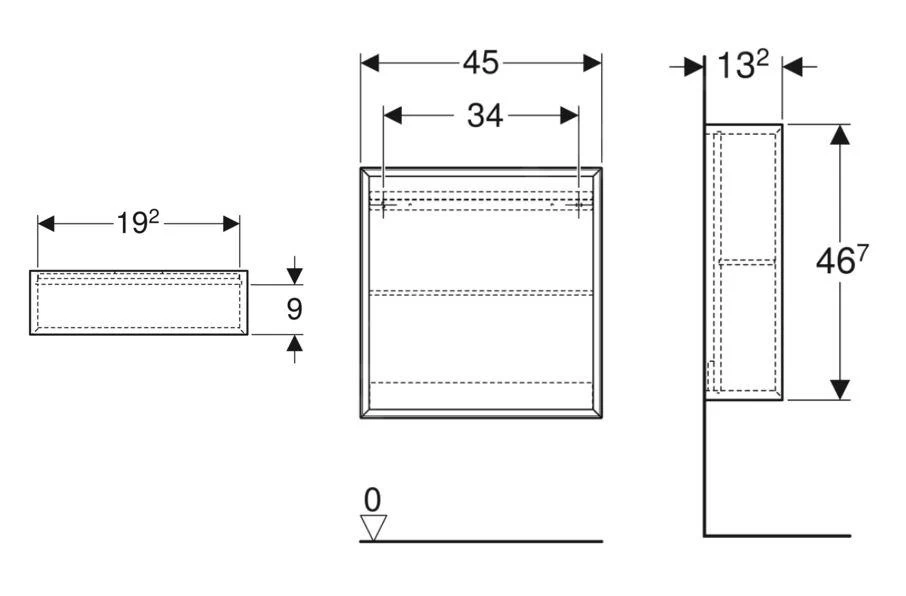 Geberit ICon - Kast 45x47x13 Cm, Open, Eiken 502.323.JH.1 - Afbeelding 2