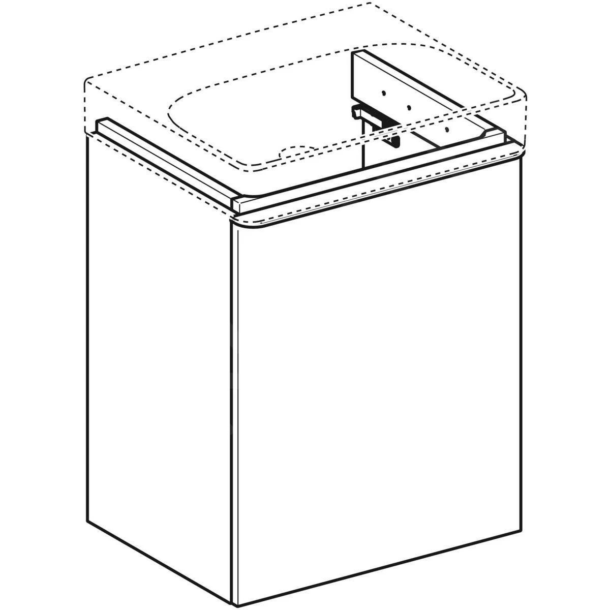 Geberit Smyle Square - Wastafelkast, 492x406x617 Mm, 1 Deur, Scharnieren Links, Zand Grijs 500.364.JL.1 - Afbeelding 3